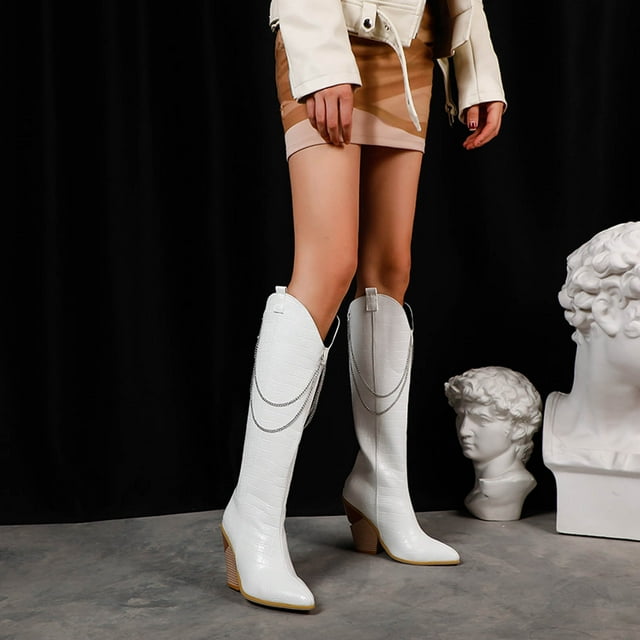 Otoño e invierno, botas cálidas de talla grande para mujer, tacón de cuña, tacón superalto, estampado de serpiente, botas altas Wmkox8yii sa2507