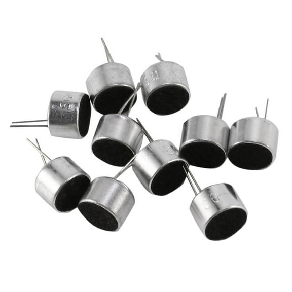 10 Pcs 2 Pin Mini MIC Capsule Electret Condenser Microphone Silver Tone Black