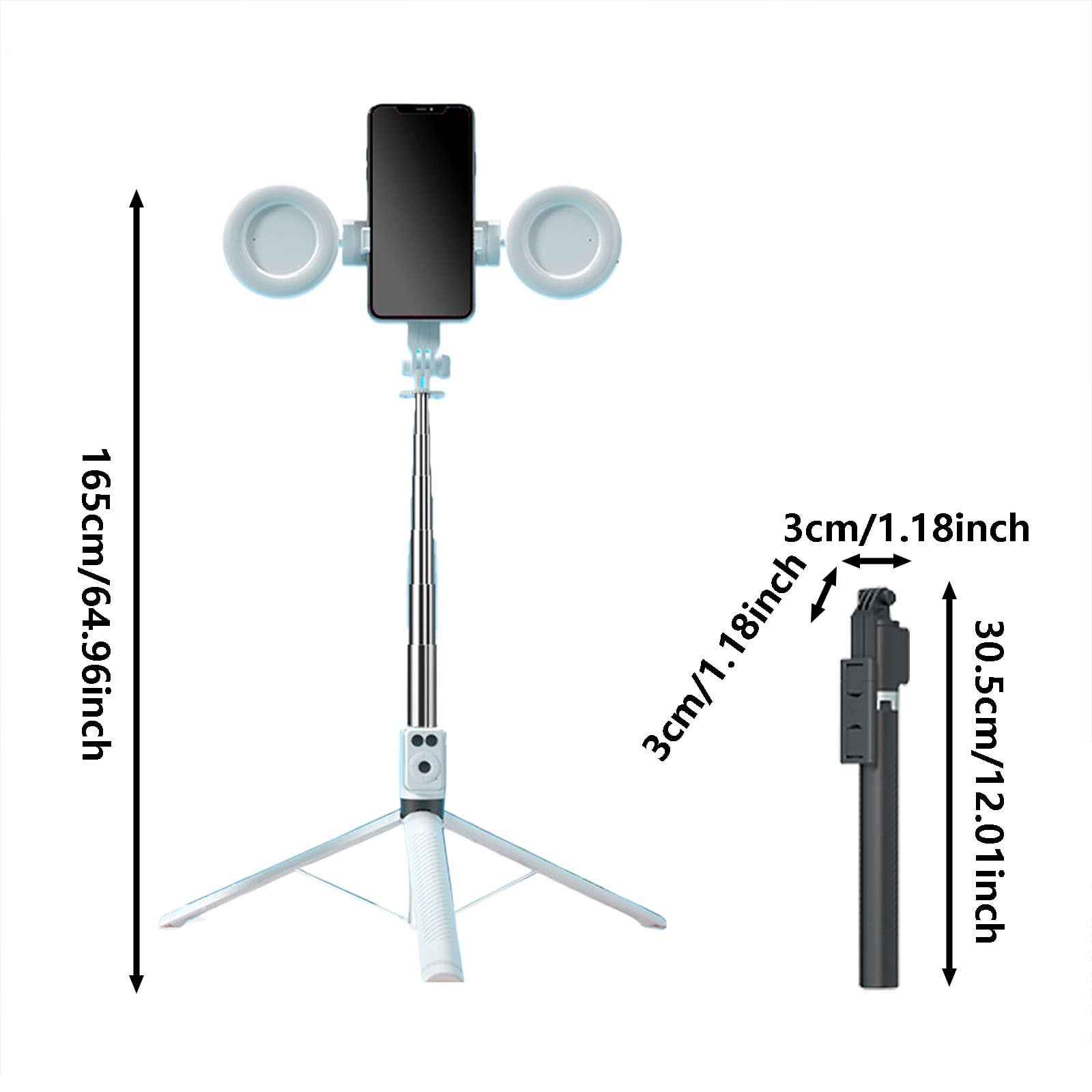 Remote control dual-light phone holder, white, 6 In 1 Selfie Stick With Fill Light Wireless Selfie Stick Phone Tripod & Selfie Stick Selfie Stick Fill Light Selfie Stick And Double Fill Light