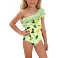 thumbnail image 3 of MKOSPLRT Toddler Girls' Floral Print Flower Ruffle One-Shoulder One-Piece Swimsuit UPF 50+ Sun Protection Bathing Suits 12M-5Y, 3 of 10
