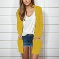 thumbnail image 2 of Cardigan Sweaters for Women Lightweight Open Front Summer Fall Outwear Knit Sweaters with Pocket Thin Cover Ups Long Sleeve Solid Color Womens Sweaters Yellow XL, 2 of 8