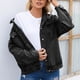 thumbnail image 1 of Chaqueta vaquera de manga larga sin capucha y abrigos de mezclilla de moda para mujer con solapa de color y mangas más delgadas, 1 of 5