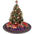 thumbnail image 5 of Festival Purple Christmas Tree Skirt Fleur De Lis Funny Tree Mat for Farmhouse Xmas Holiday Party Decorations Indoor Outdoor 36 Inch, 5 of 6