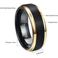 thumbnail image 3 of Vakki 8mm Tungsten Rings with Gold Beveled Edges for Men Women Brushed Center Wedding Band, 3 of 5
