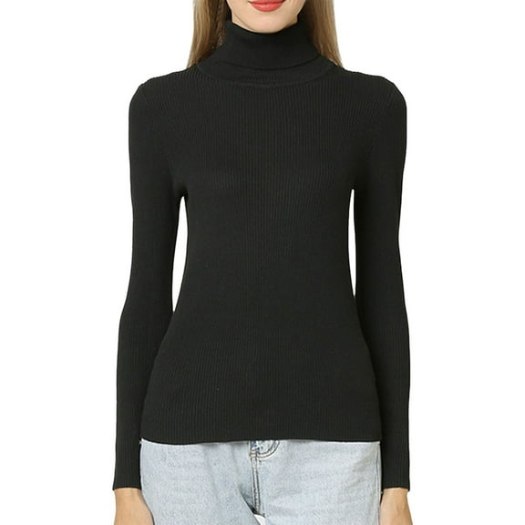 BOOMILK Women's Ribbed Turtleneck Sweater Slim Fit Lightweight Long Sleeve Pullover Sweater