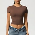 thumbnail image 2 of Yuyuzo Hauts de Sortie pour Femmes T-Shirts Athlétiques à Manches Courtes Col Rond Court Yoga Léger Séchage Rapide Extensible Basiques, 2 of 7