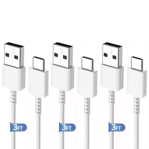 Afflux (3 Pack) USB-A to USB-C Fast Charger Type C Charging Cord Cable Compatible with iPhone 17 / 16 / 15 Pro Max Plus Air, Samsung Galaxy S25 S24 S23 S22 Ultra, iPad Pro, Universal (3ft, White)