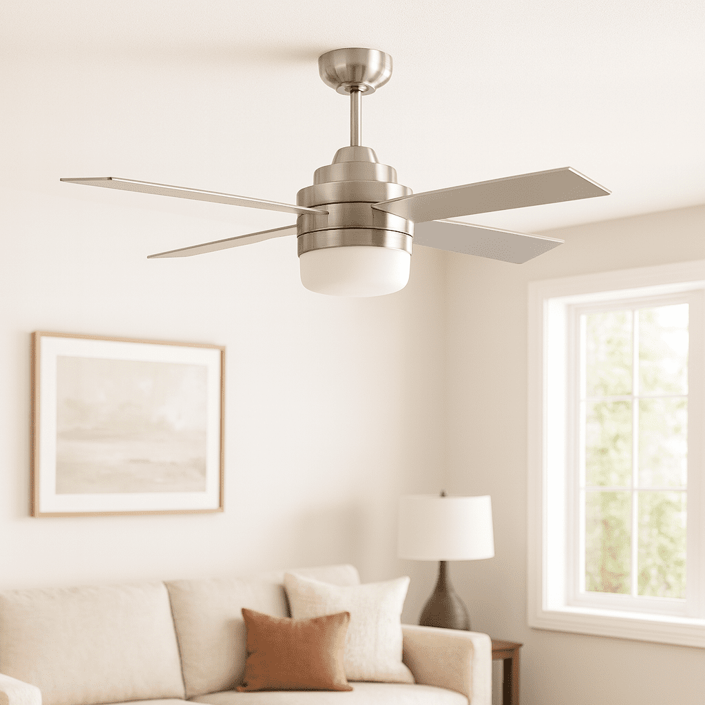 Design House Cali 52" Brushed Nickel Indoor Ceiling Fan with LED Kit, 4-Blades, and Remote Control