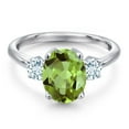 thumbnail image 3 of Gem Stone King 3.30 Ct Oval Green Peridot Sky Blue Aquamarine 925 Sterling Silver Ring (Size 7), 3 of 6