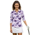 thumbnail image 2 of Aplkyhs Halloween Purple Bats Women Sport Shirts 3/4 Sleeve Sport Shirts Soft and Comfortable Quarter Zip Lightweight with Collar Shirt Fit Plain Suitable for Tennis Enthusiasts, 2 of 7