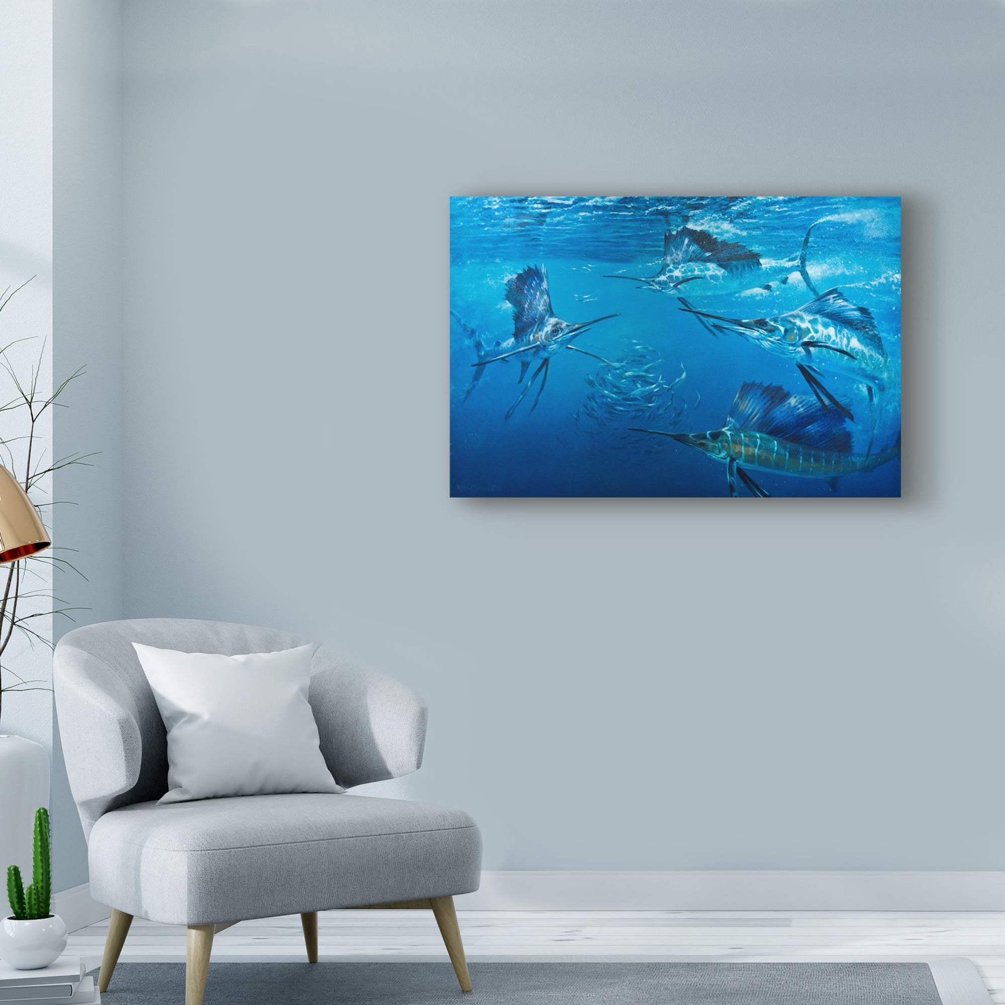 Marlins In Water' Canvas Art by Michael Jackson