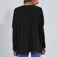 thumbnail image 3 of Blusa de mujer negra de cuello redondo, manga larga y bolsillos, estilo casual clásico, talla S, 3 of 5