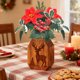 thumbnail image 5 of Adornos navideños, regalos navideños, ramo de flores artificiales de piña, ramo de flores rojas grandes con asa, agujas de pino artificiales, arreglos para el hogar, flores decorativas, ramo de flores, 5 of 5