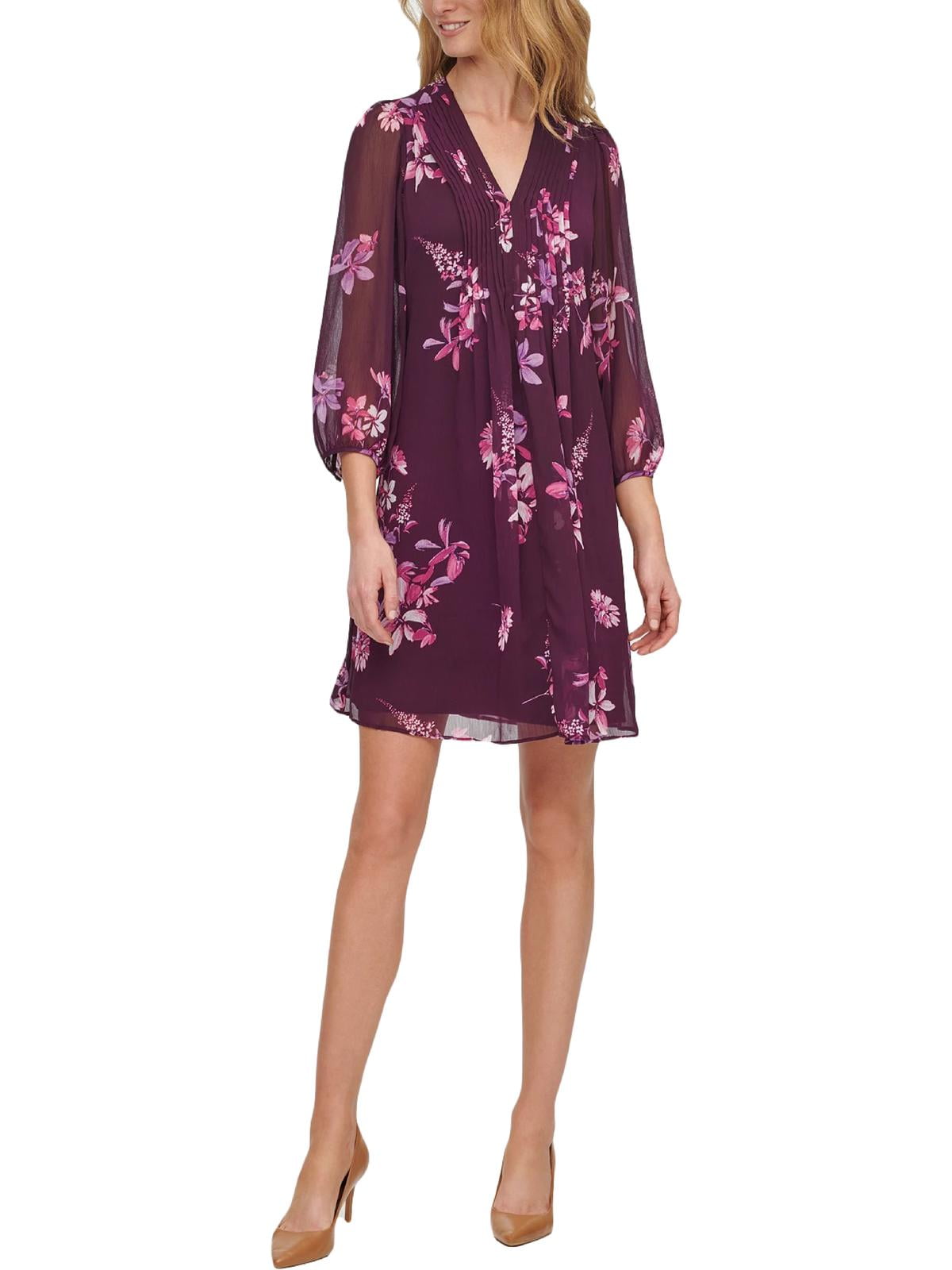 Buy Calvin Klein Womens Pleated Puff Sleeve Shift Dress Purple 2 Online at  Lowest Price in Ubuy Nepal. 490363853