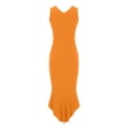 thumbnail image 5 of Sexlip Womens V Neck Sleeveless Slim Bodycon Split Midi Dress Stretchy Fascinating Cocktail Party Outfit Orange XL, 5 of 5