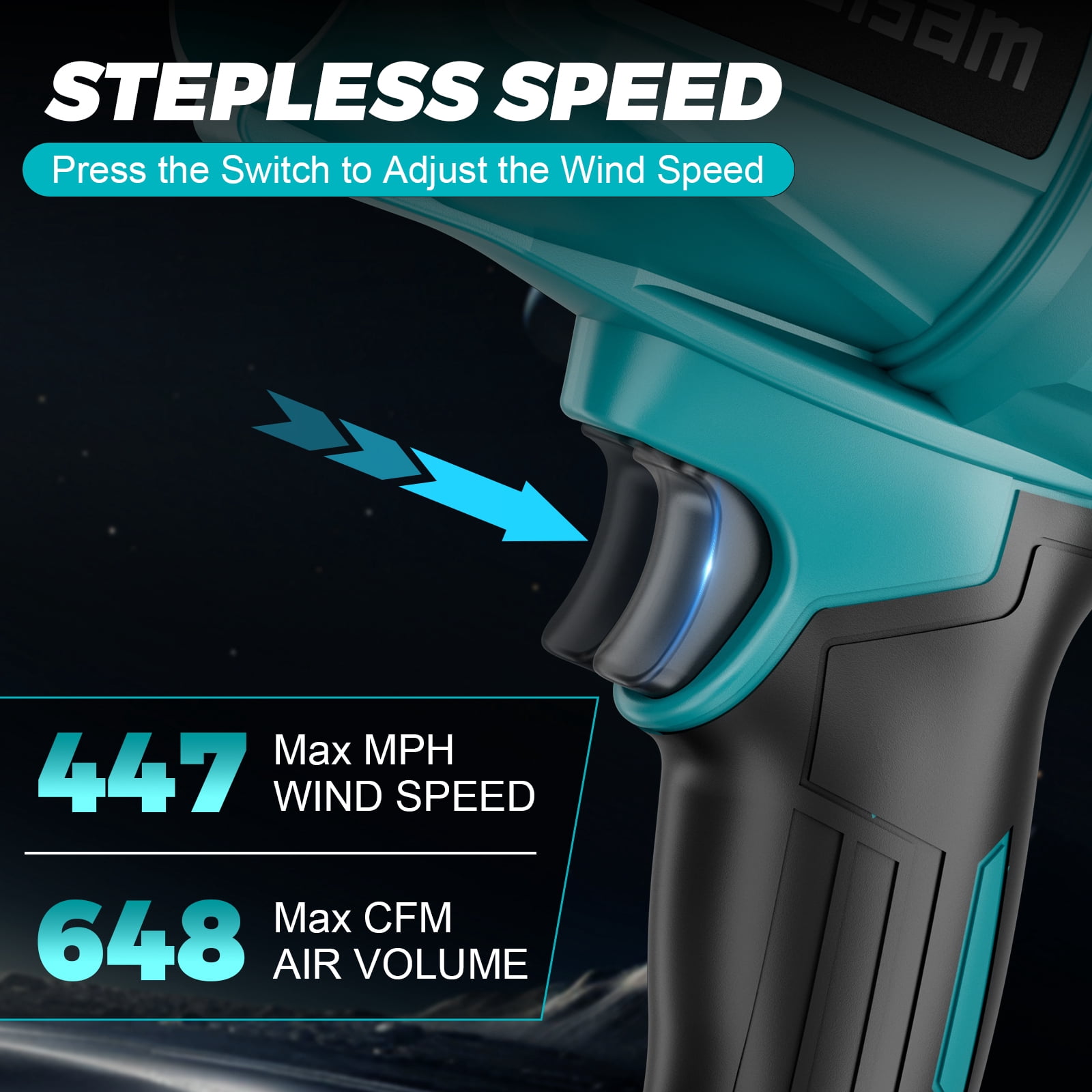 Gisam Electric Cordless Leaf Blower,128000RPM 447MPH   Handheld Leaf Blower with 2 X 4.0Ah Batteries for Patio Cleaning, Lawn Care, Blowing Leaves and Dust