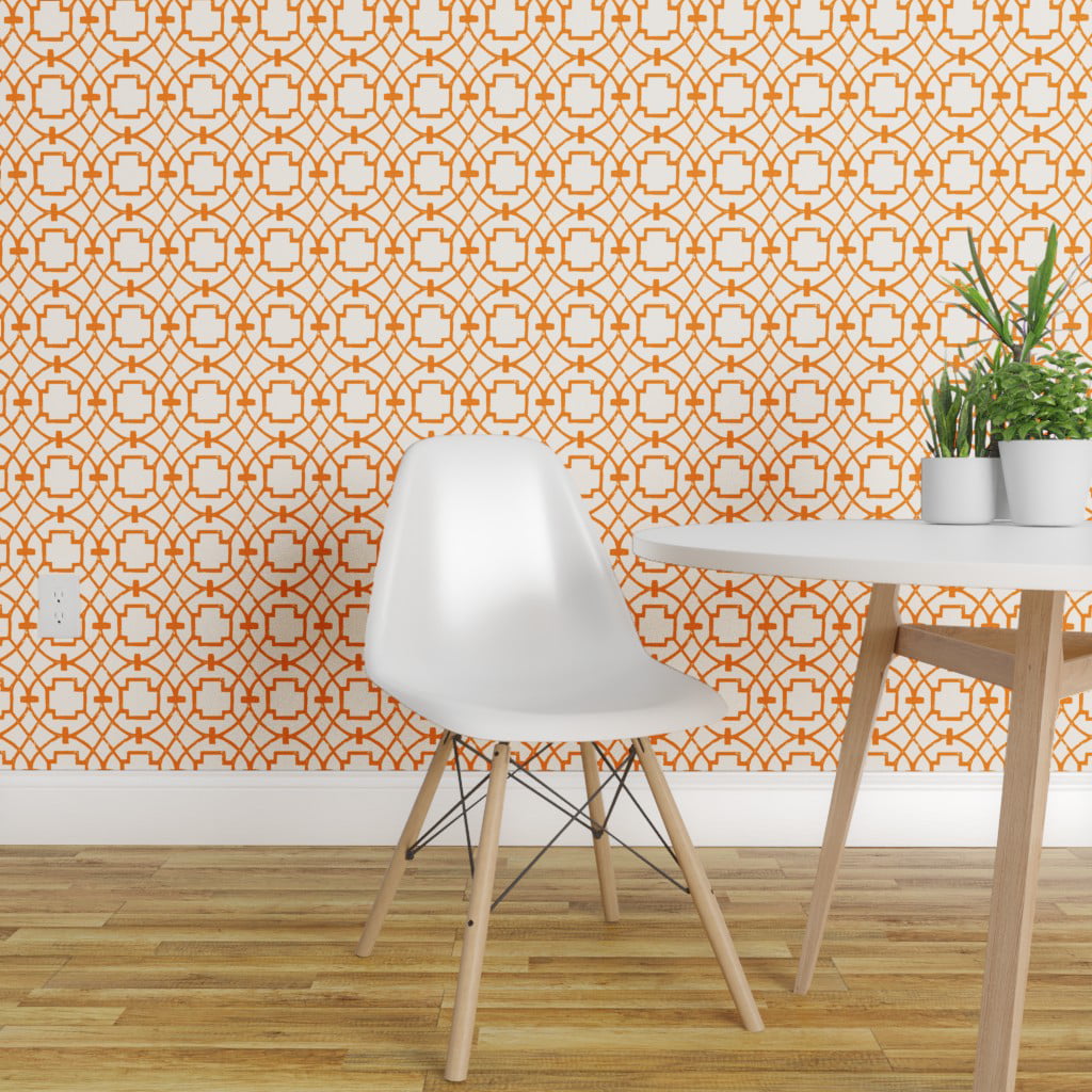 Peel-and-Stick Removable Wallpaper Trellis Tangerine Modern Orange Moroccan 