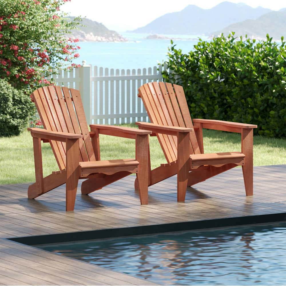 Spaco Solid Wood Adirondack Chair, Patio Chair with High Backrest and Wide Armrests for Patio, Garden, Backyard, Natural