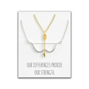 Couples Bow & Arrow Necklace - BFF Pendant – Relationship Mens and Womens 2 Matching Charms