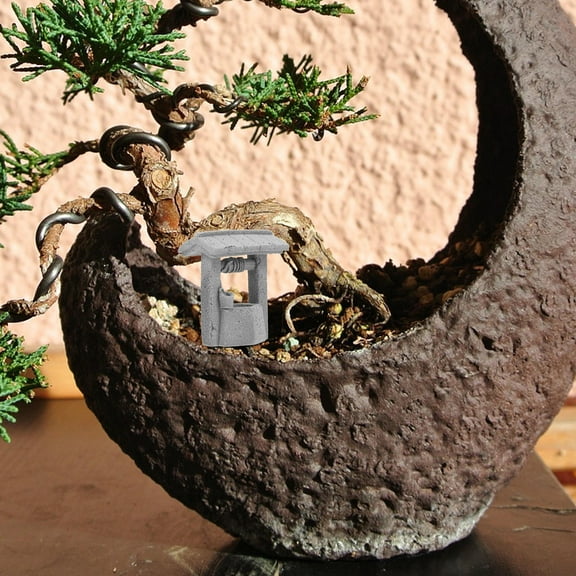GAXIRE Realistic Sculpture Wishing Well Statue Grey Bluestone Powder Garden Decoration 1Pack