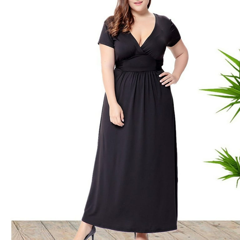 navy blue dress for baby girl Final Sale Plus Size Sleeveless Ruched Bodycon Dress with Slit in Black