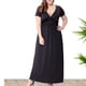 thumbnail image 5 of Vestido de cintura de manga corta con cuello en V sólido Fridja talla grande bnh6369, 5 of 8