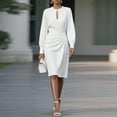 thumbnail image 2 of Sexy Slim Dress 2025 Casual Women's Fashion Temperament Solid Long Sleeve Round-neck Hollow Dress White L, 2 of 3