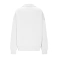 thumbnail image 6 of Domzest Womens Quarter Zip Pullover Long Sleeve Oversized Fleece Sweatshirts Trendy Collared Pullover Tops Daily Outfits White XL, 6 of 7