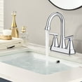 thumbnail image 6 of KINGTACK Bathroom Faucet 3 Hole, 4 Inch Bathroom Sink Faucet, Stainless Steel Lead-Free 2-Handle Centerset Faucet with Pop-up Drain and 2 Supply Hoses, Chrome, 6 of 10