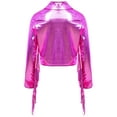 thumbnail image 2 of YiZYiF Girls Fringe Tassel Long Sleeve Zipper Jacket PU Leather Shiny Metallic Outwear Coat for Dance Hot Pink 14, 2 of 5