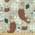 thumbnail image 2 of Ambesonne Cat Fabric by the Yard Upholstery, Simplistic Flowers Leaves Milk, 2 Yards, Cinnamon and Pale Blue Grey, 2 of 5