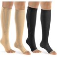 thumbnail image 1 of Wabjtam Zipper Compression Socks-2pairs Calf Knee High Open Toe Compression Stocking (black/nude, Large-x-large), 1 of 5