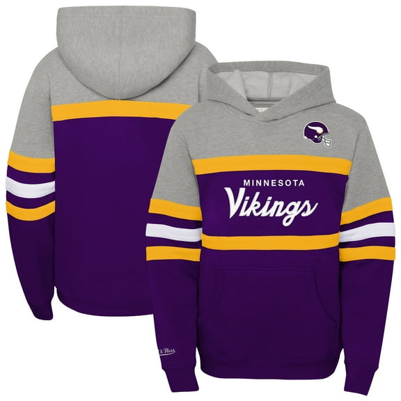 Youth Mitchell & Ness Purple Minnesota Vikings Throwback Head Coach Pullover Hoodie