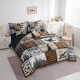 thumbnail image 3 of Homewish Jungle Adventure Twin Bedding Sets 7-Piece, Orange Plaid Patchwork Bedding Comforter Set, Rustic Lodge Cabin Reversible Sheet Sets, Super Cozy Room Decor, 3 of 7