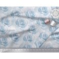 thumbnail image 2 of Soimoi Blue Polyester Crepe Fabric Rose Floral Print Sewing Fabric BTY 42 Inch Wide, 2 of 3