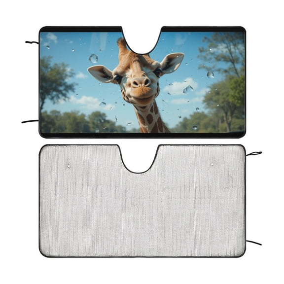 Funny Giraffe Front Windshield Sun Shade,Auto Sunshade for Car Truck SUV - Blocks UV Rays Sun Visor Protector 55"x30"