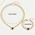 thumbnail image 5 of ZPAQI Green Crystal Heart Pendant Necklace Bracelet Jewelry Set for Ladies Party Wear, 5 of 8