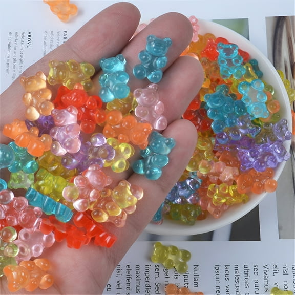 BESTSKY 12Pcs Mini Bear Beads Rubber Soft Slime Charms Plasticine Slime Accessories Beads For Crystal Mud Fluffy Slime