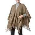 thumbnail image 2 of KIHOUT Cardigans For Women Plus Sizes Clearance And Winter Shawl Unisex Plain Split Cape Scarf Outside Tassel Knitted Pocket Cape Shawl, 2 of 9