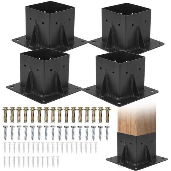 4''x 4''Pergola Post Brackets, Post Base 4 Pcs Easy Assembly Wood Beams for Gazebos, Patio Pergolas, Outdoor Pergola Kits for Log Cabins