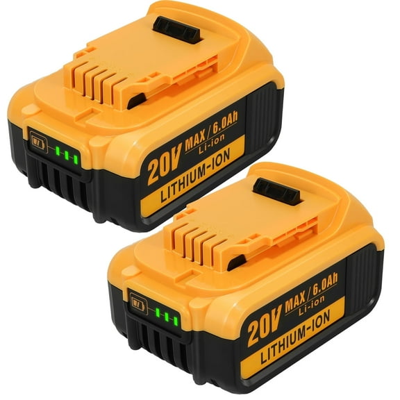 Pafox 2-pcs 20V 6.0Ah Replacement Battery for DW Tools - Compatible with DCB200, DCB201, DCD Series Electric Power Tools