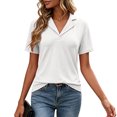 thumbnail image 2 of vigerkar Women's Polo Shirts Lapel Collar V Neck Short Sleeve Blouse Dressy Casual Tunic Tops (White, L), 2 of 7