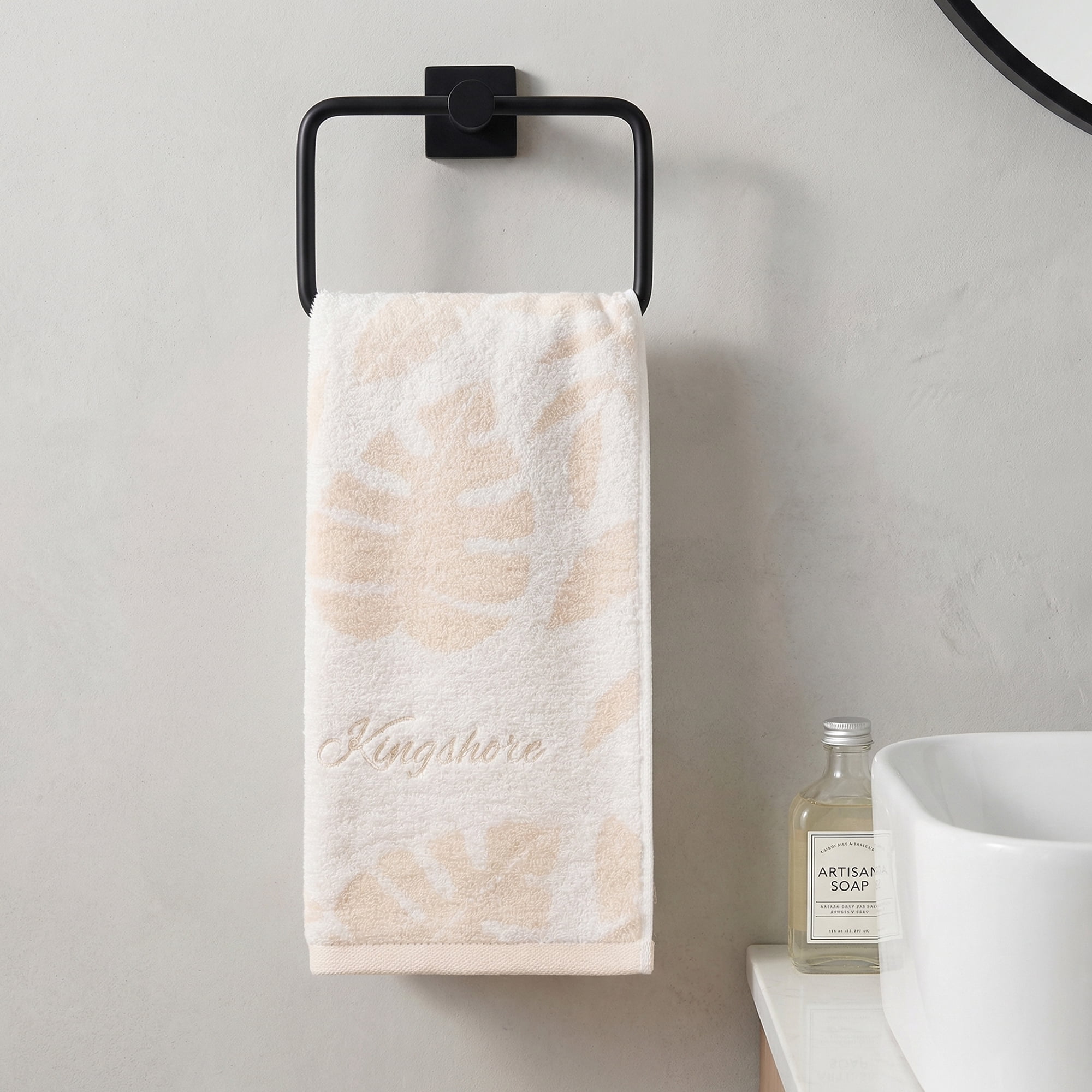 Unique Bargains Leaf Jacquard Soft Absorbent Cotton Hand Towel Yellow 1pc