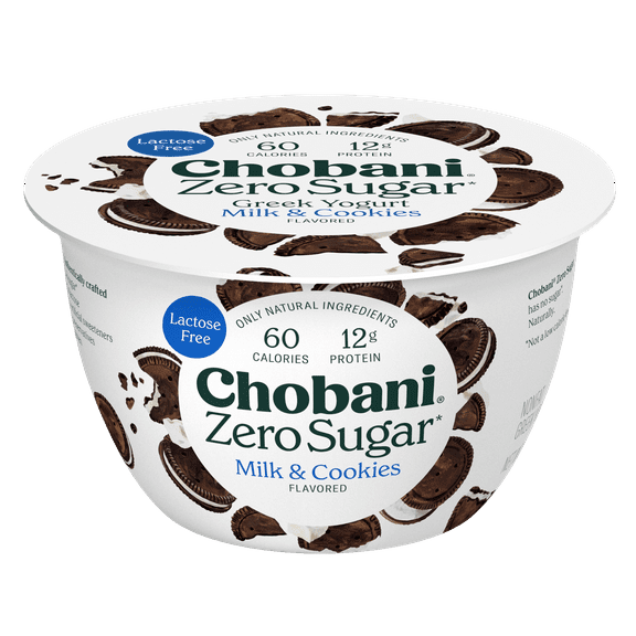 Chobani Zero Sugar Non-Fat Greek Yogurt Milk & Cookies 5.3 oz Cup