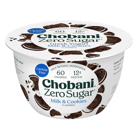Chobani Zero Sugar Non-Fat Greek Yogurt Milk & Cookies 5.3 oz Cup