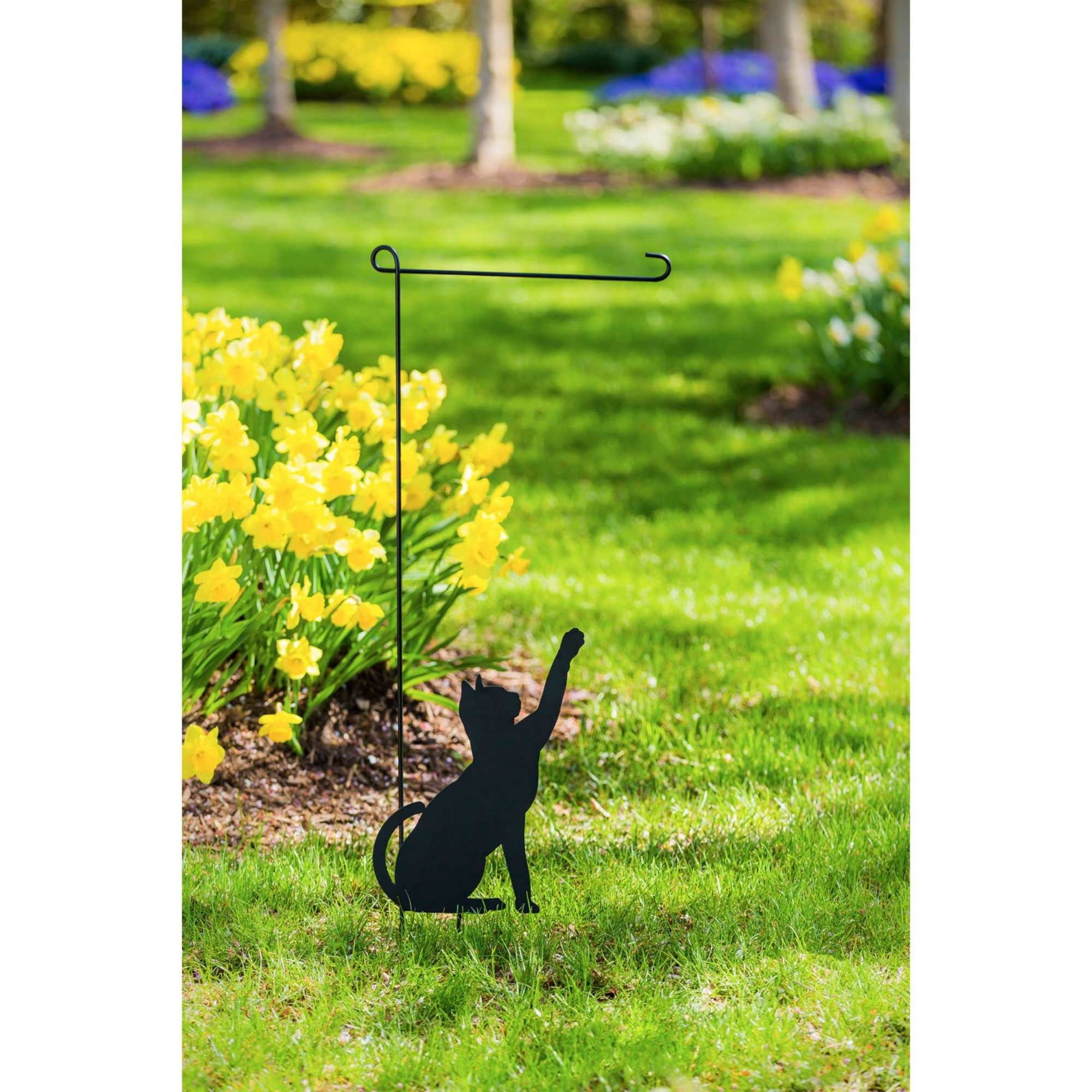 Home & Garden Cat Garden Flag Stand Metal Seasonal Outdoor 20137