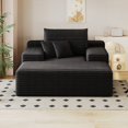thumbnail image 2 of Modern Minimalist Plush Corduroy 3-Seater Sofa Bed 220cm for Movie Room, No Assembly Required, 2 of 10