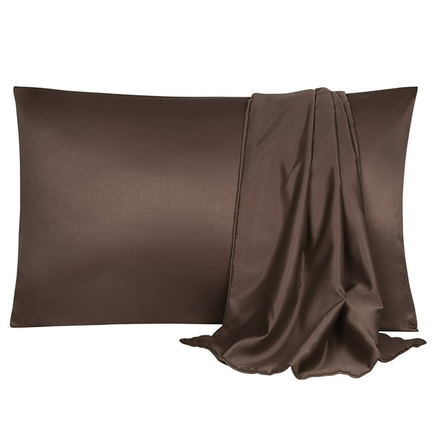 Unique Bargains Luxury Satin Pillowcase Cool Silk Pillow Case Cover 2pcs