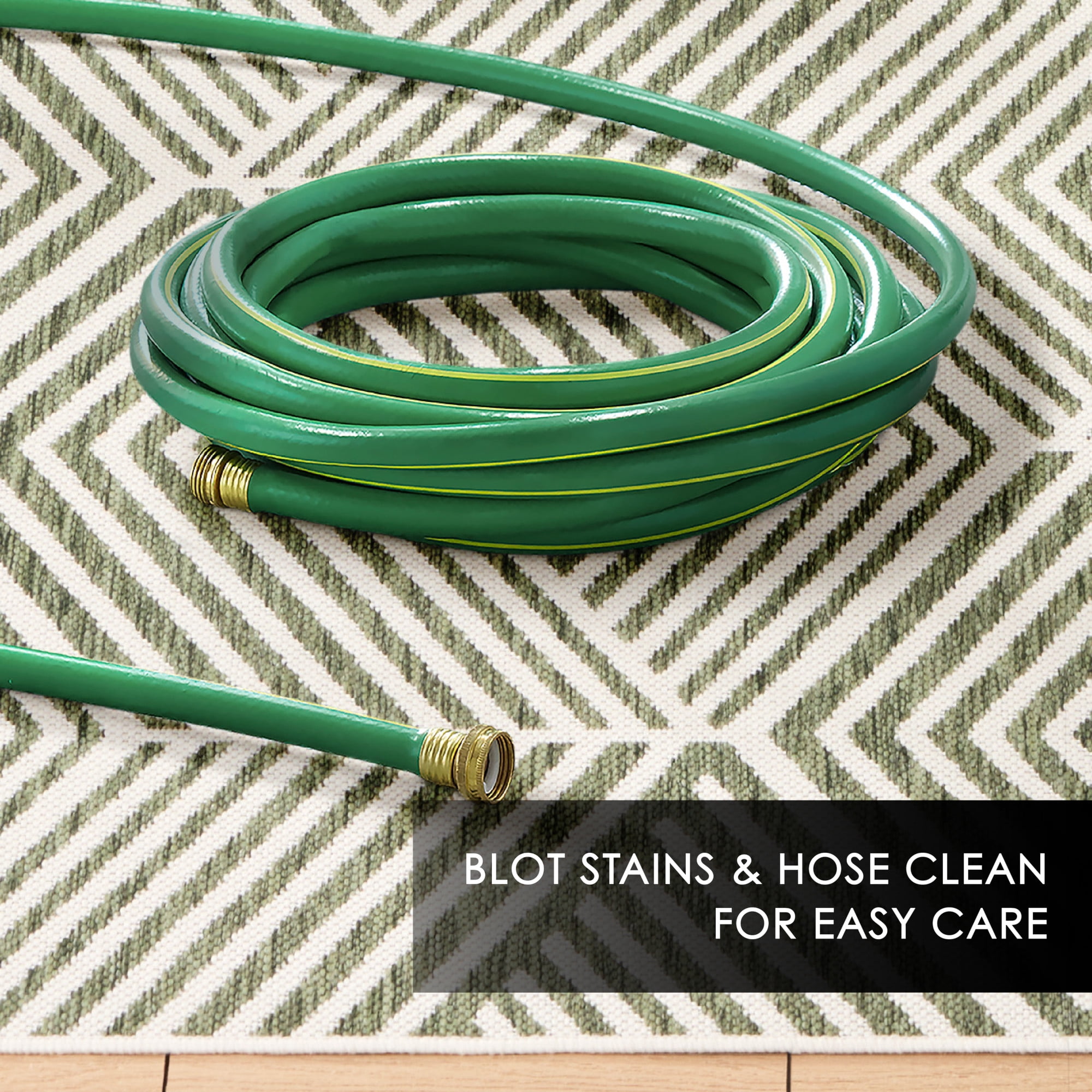 NICOLE MILLER NEW YORK Patio Country Ombre Geo Indoor Outdoor Area Rug, UV Fade Resistant, Low Pile, Green/Cream, 7'9"x10'2"