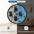 thumbnail image 5 of Voice Activated Clock with Glow Light 12 Inch Large Silent Wall Clock Battery Operated for Home Decor Black Cat and Spider Web, 5 of 8